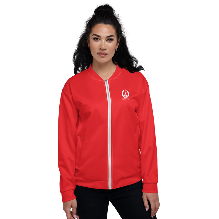 Bomber Jacket Women - Red Raven Music Logo, Red