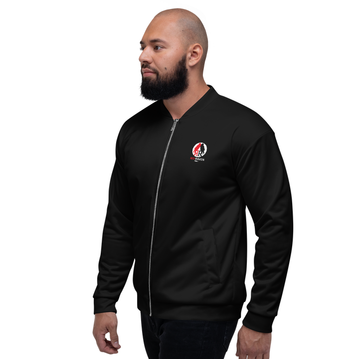 Bomber Jacket Men - Red Raven Music Logo, black