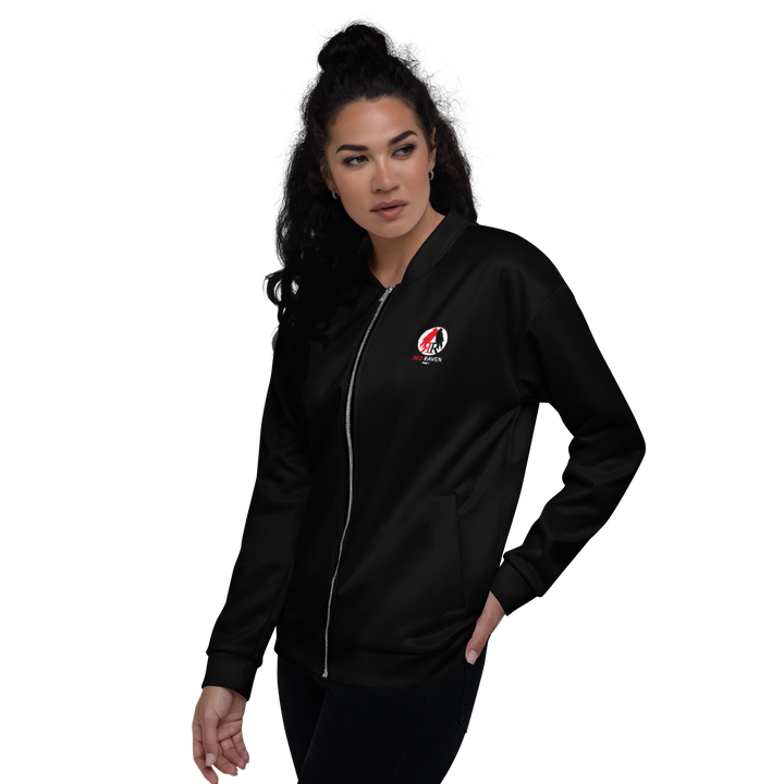 Bomber Jacket Women - Red Raven Music Logo, black