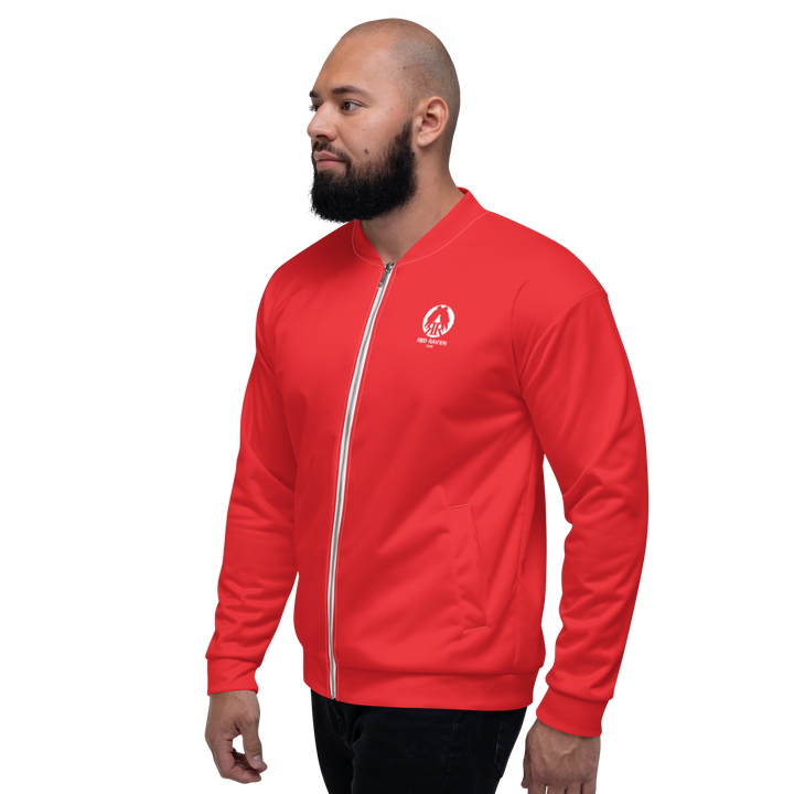 Bomber Jacket Men - Red Raven Music Logo, Red