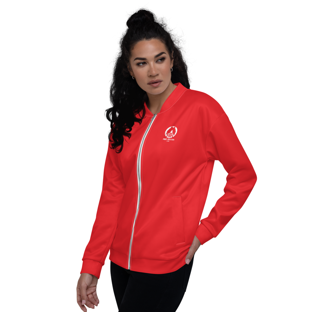 Bomber Jacket Women - Red Raven Music Logo, Red