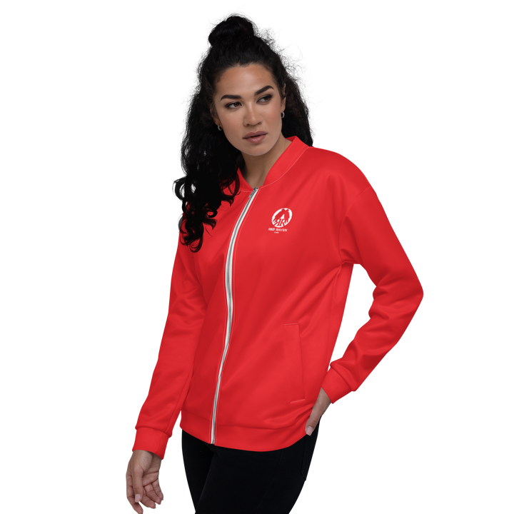 Bomber Jacket Women - Red Raven Music Logo, Red