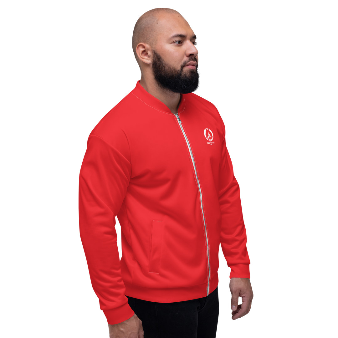 Bomber Jacket Men - Red Raven Music Logo, Red