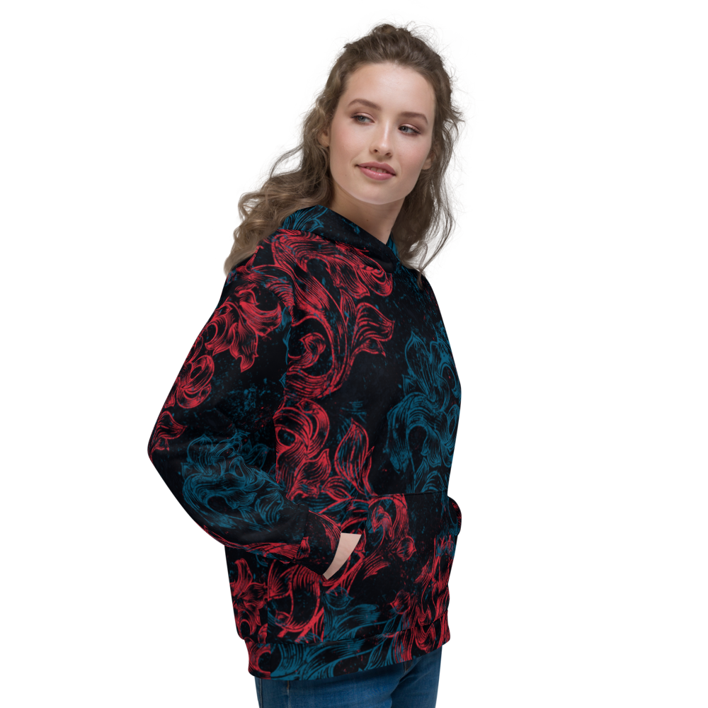 Hoodie Women - Coat of Arms Floral, red blue