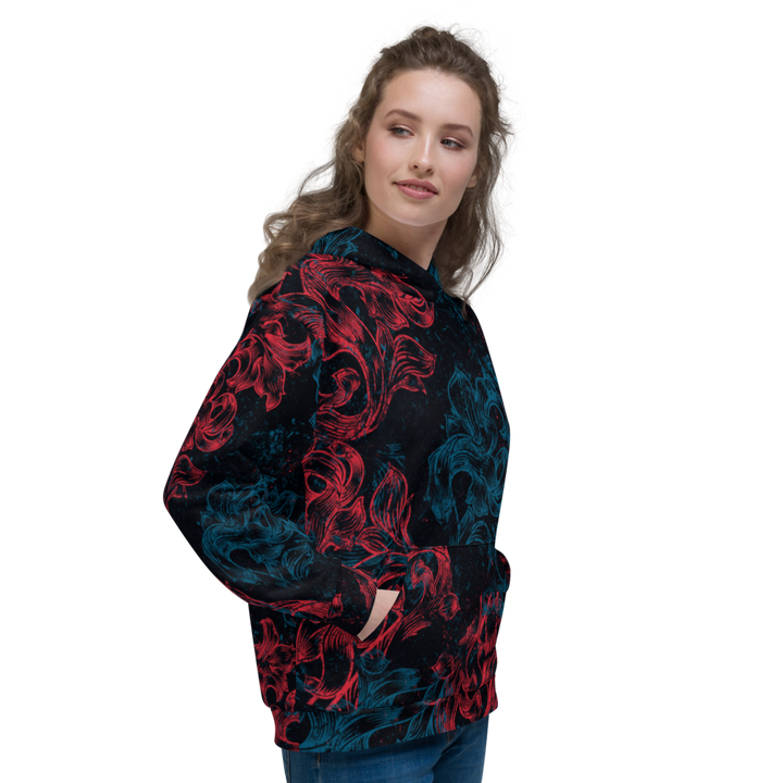 Hoodie Women - Coat of Arms Floral, red blue