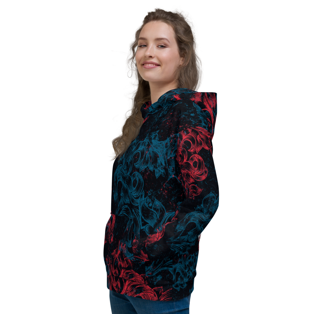 Hoodie Women - Coat of Arms Floral, red blue