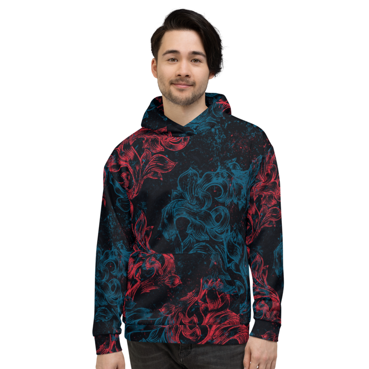 Hoodie Men - Coat of Arms Floral, red blue