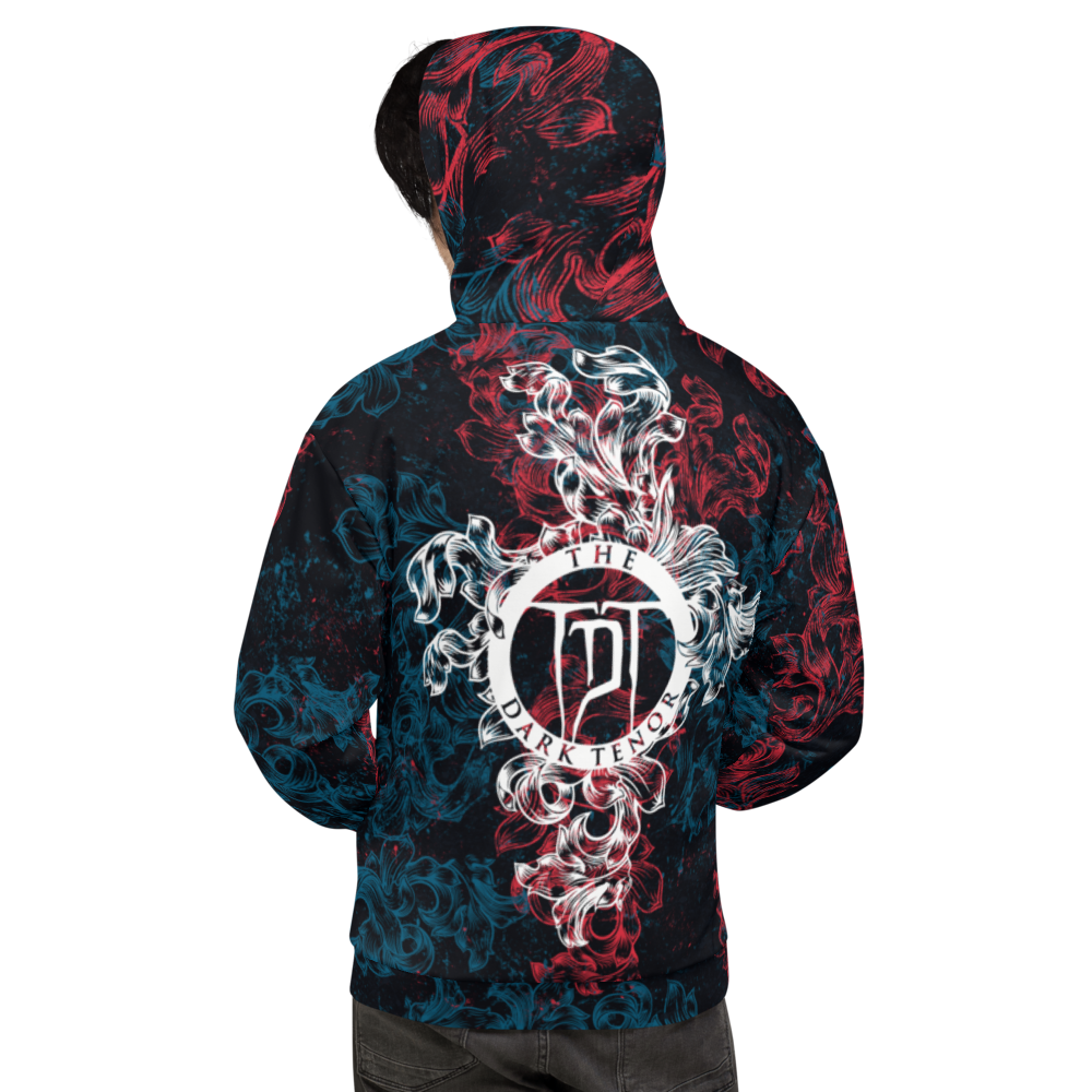 Hoodie Men - Coat of Arms Floral, red blue