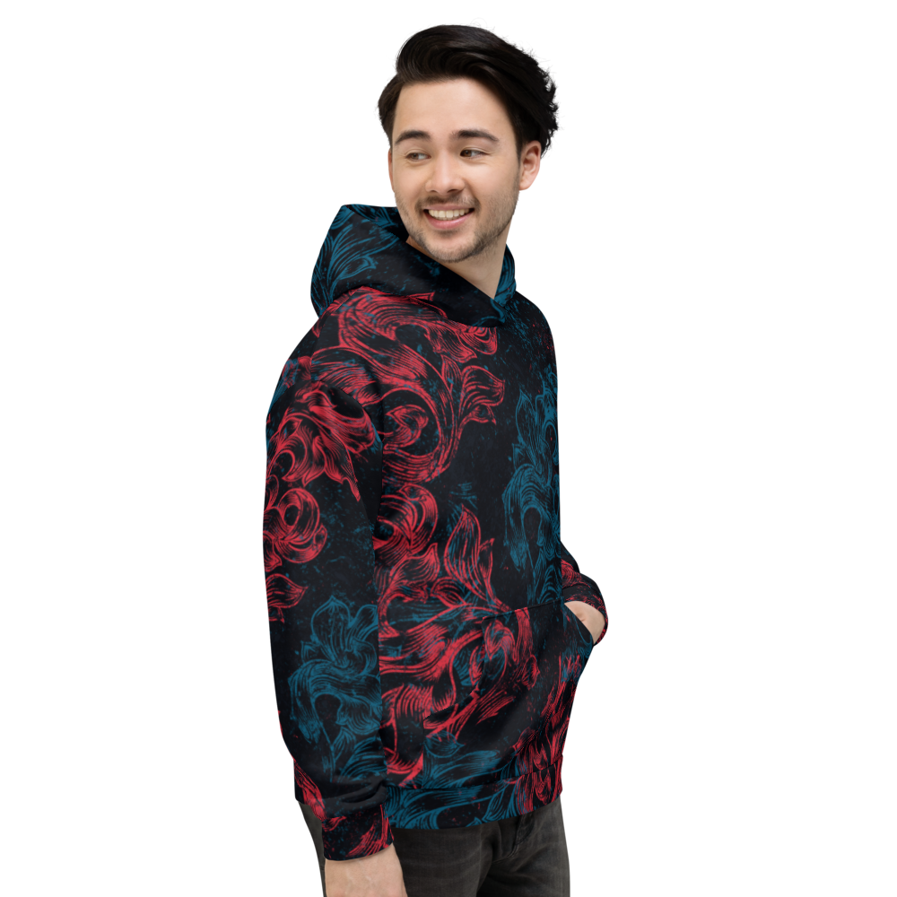 Hoodie Men - Coat of Arms Floral, red blue