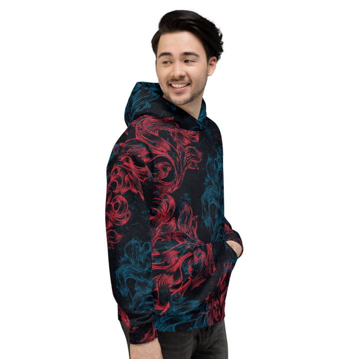 Hoodie Men - Coat of Arms Floral, red blue