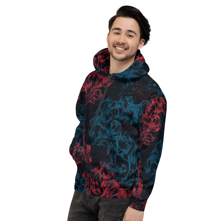 Hoodie Men - Coat of Arms Floral, red blue