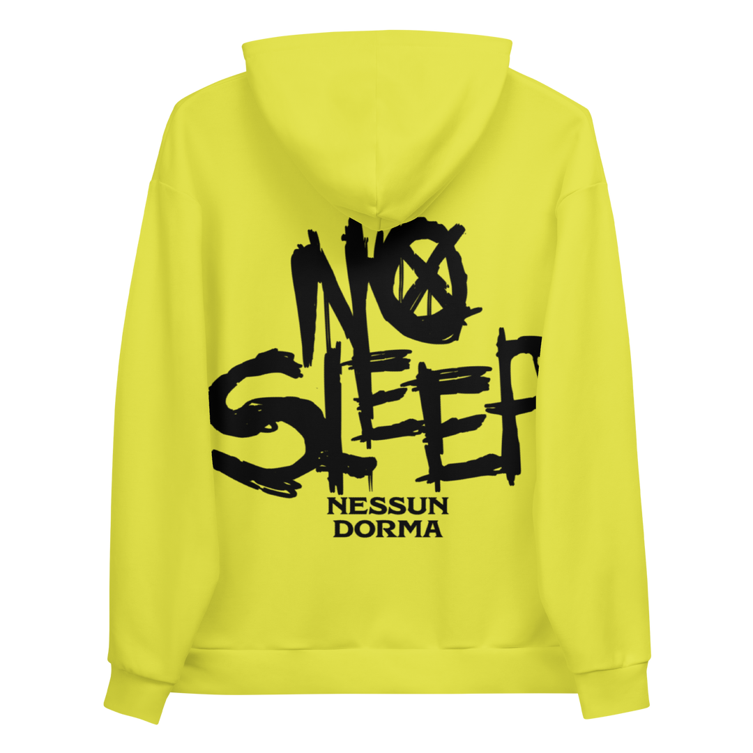 Unisex Hoodie No Sleep Nessun Dorma yellow black