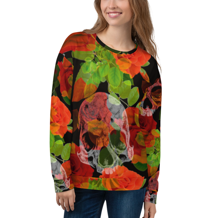 Sweater kvinder - Blomster og kraniet