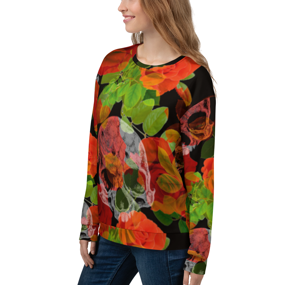 Sweater kvinder - Blomster og kraniet