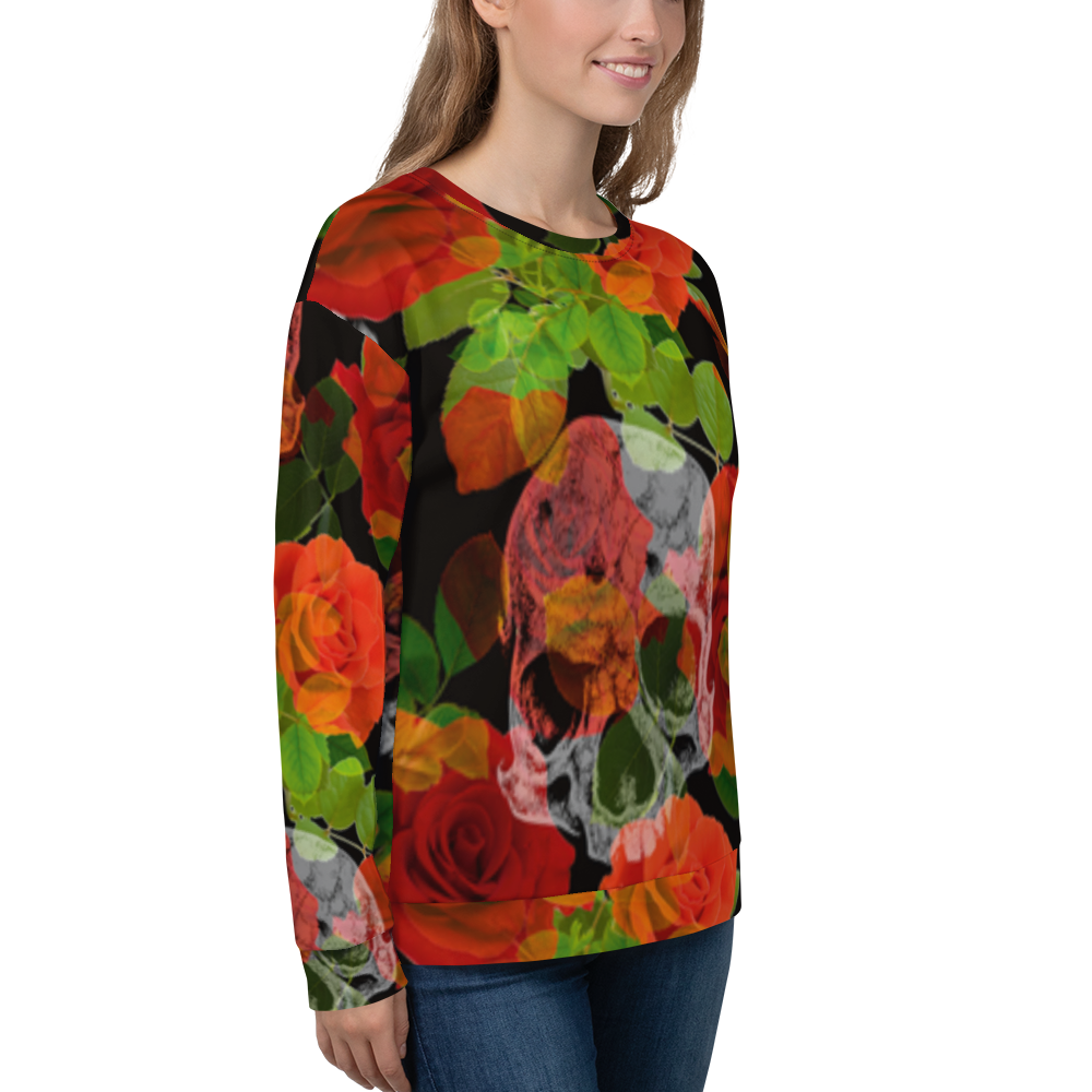 Sweater kvinder - Blomster og kraniet