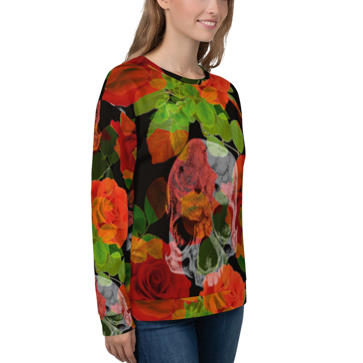 Sweater kvinder - Blomster og kraniet