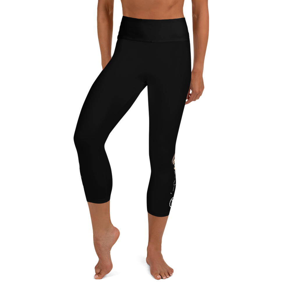 Capri Leggings - Mini Dark Tenor Peace, Black