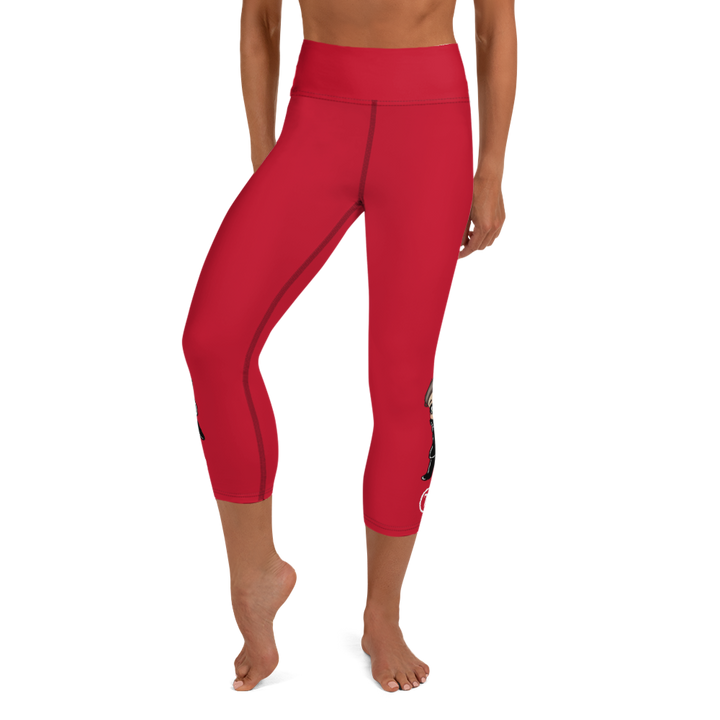 Capri Leggings - Mini Dark Tenor Peace, Rebel Red