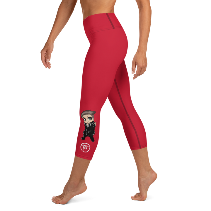 Capri Leggings - Mini Dark Tenor Peace, Rebel Red