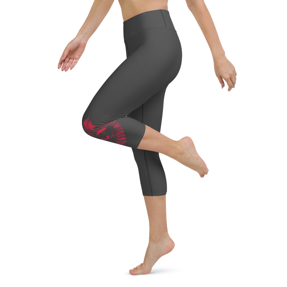 Capri Leggings - Now I Am Stronger, Darker Hearts, Color: Eclipse