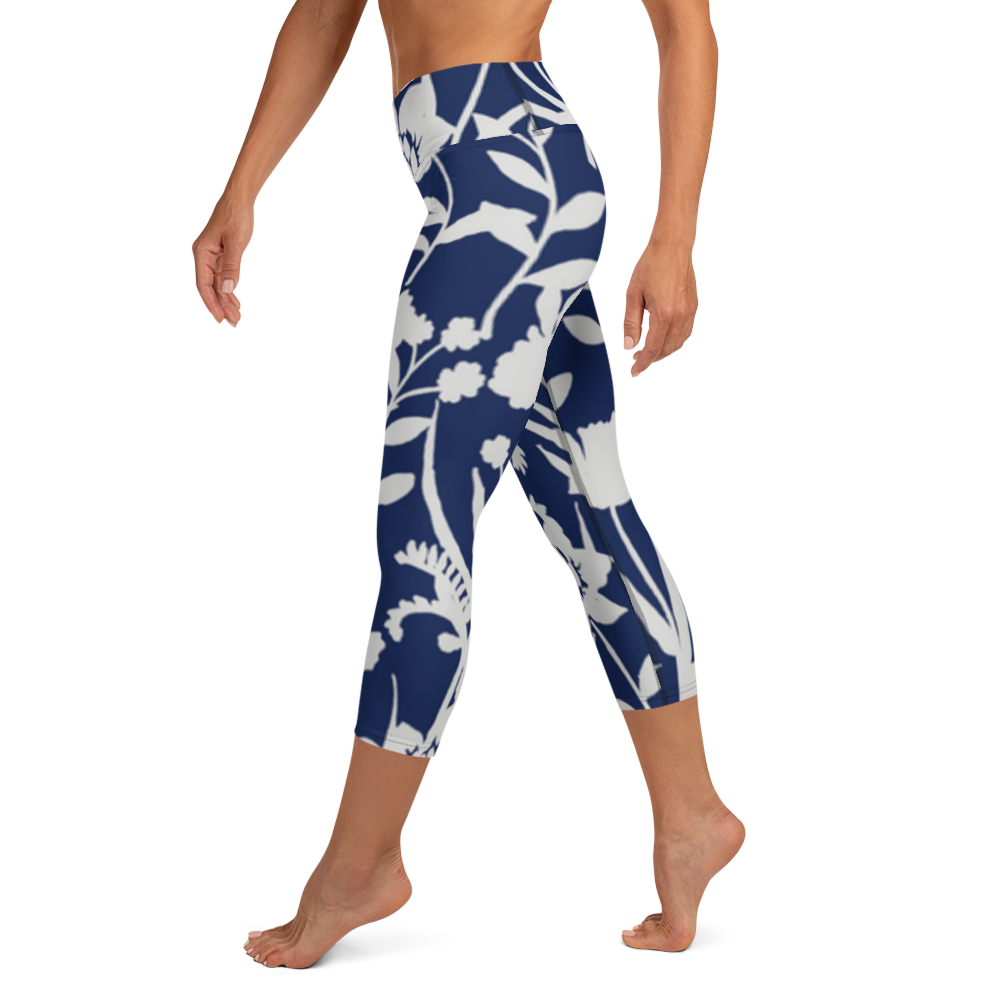 Capri Leggings - Blue Flower