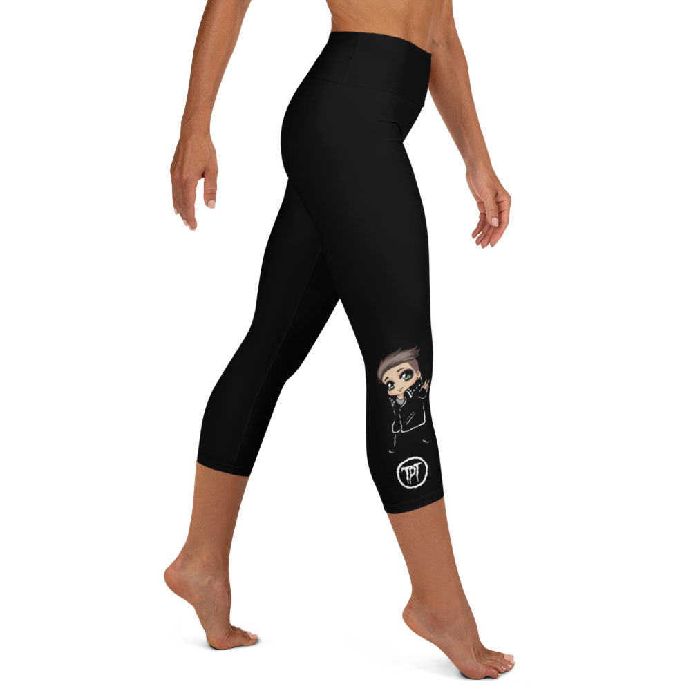 Capri Leggings - Mini Dark Tenor Peace, Black