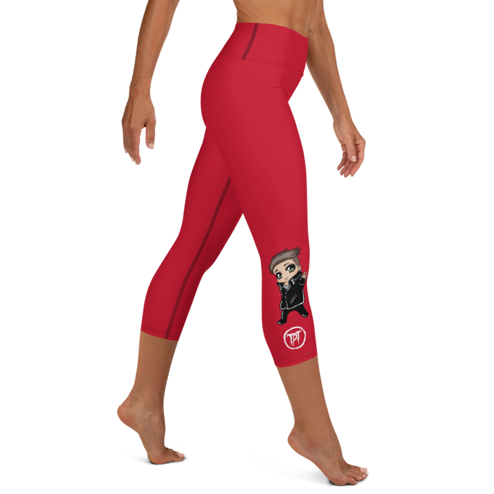 Capri Leggings - Mini Dark Tenor Peace, Rebel Red