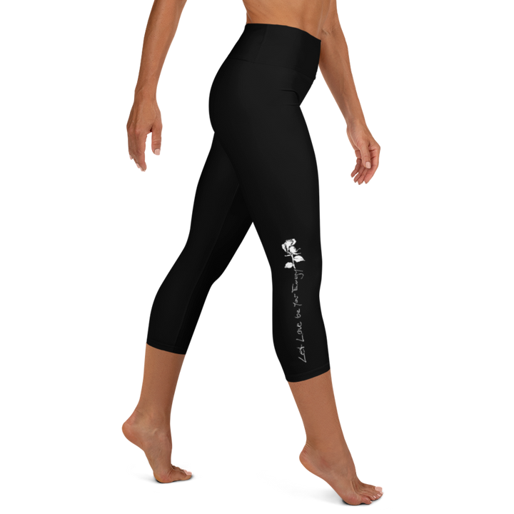 Capri leggings - Let Love Be Your Energy, white rose