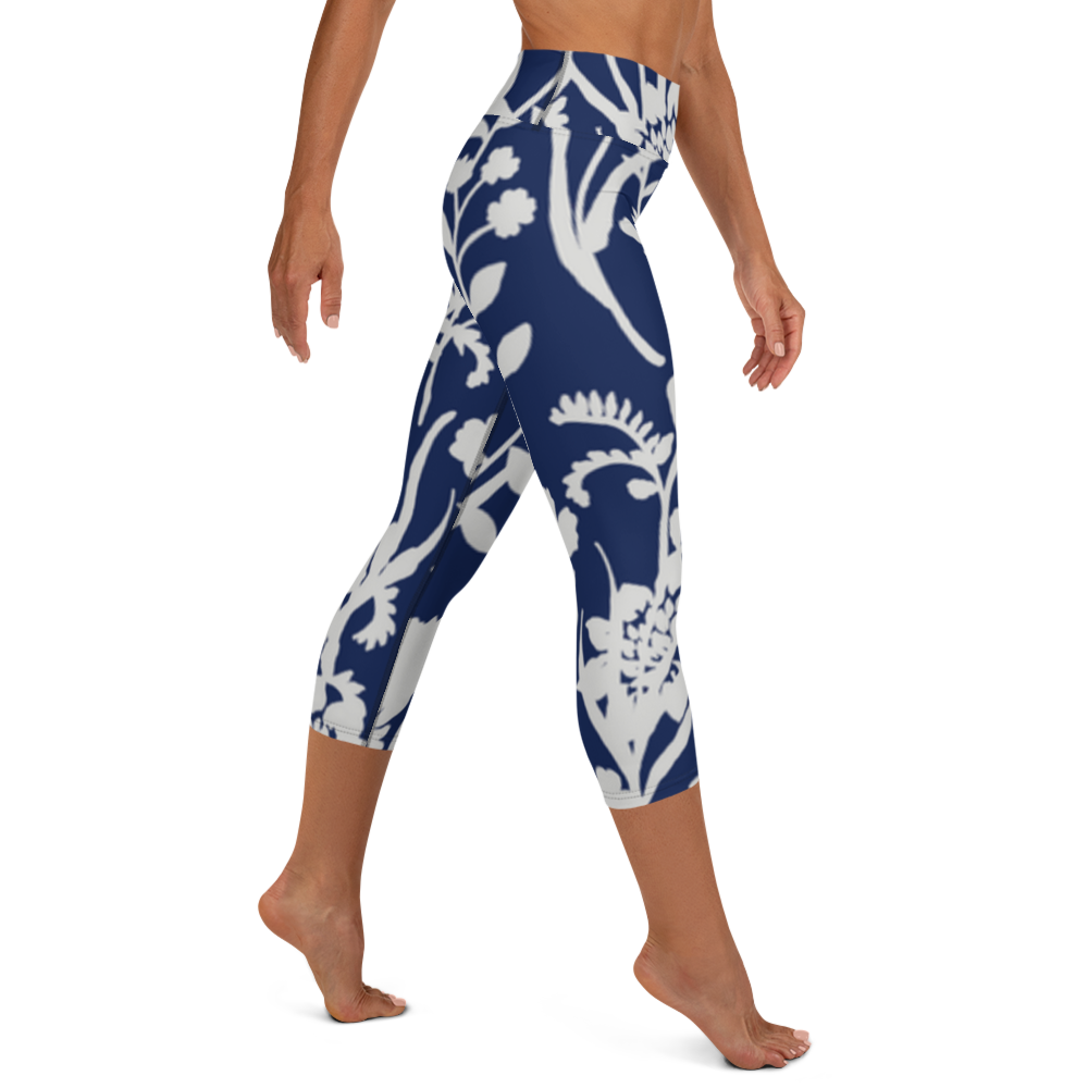 Capri Leggings - Blue Flower