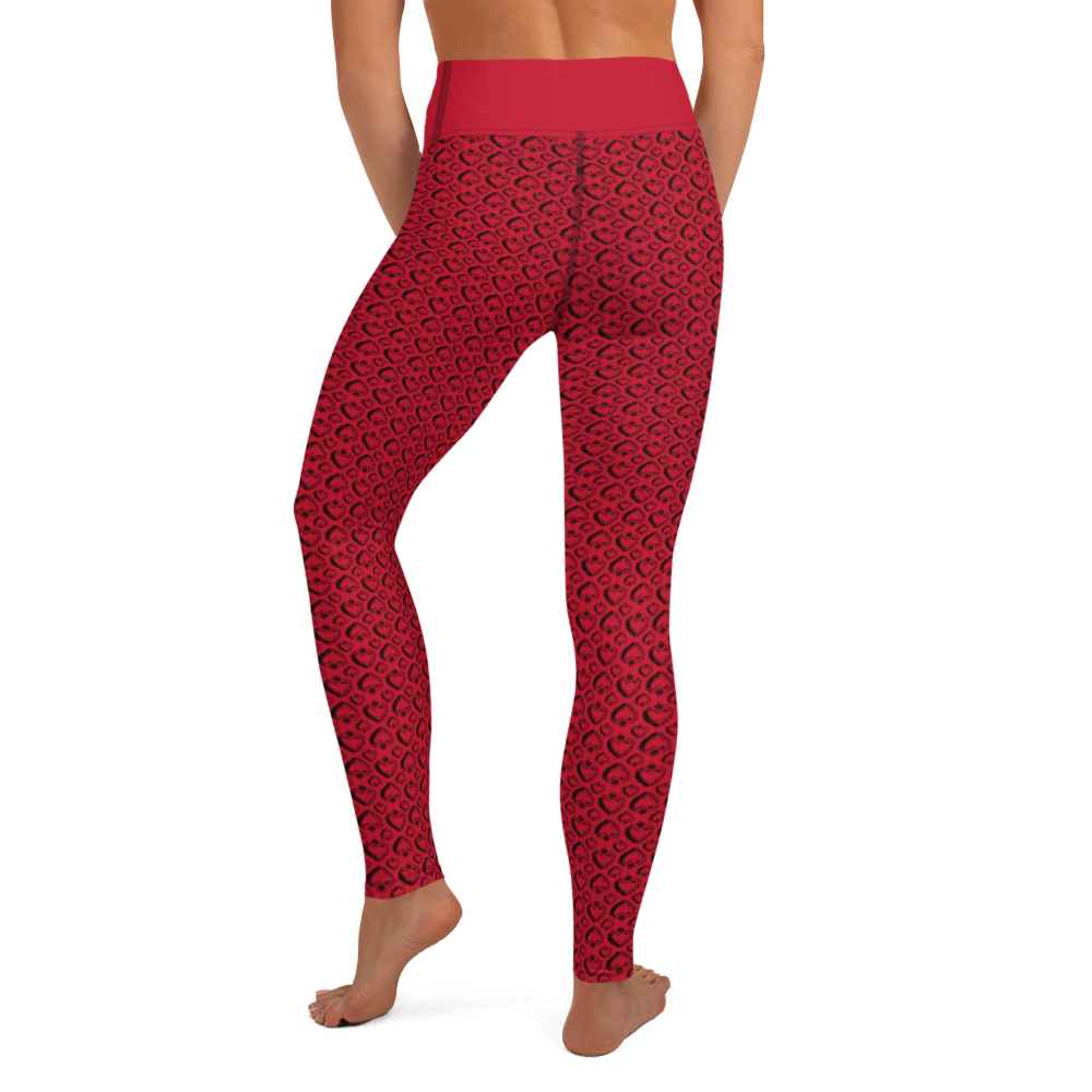 Leggings - Black Heart, red