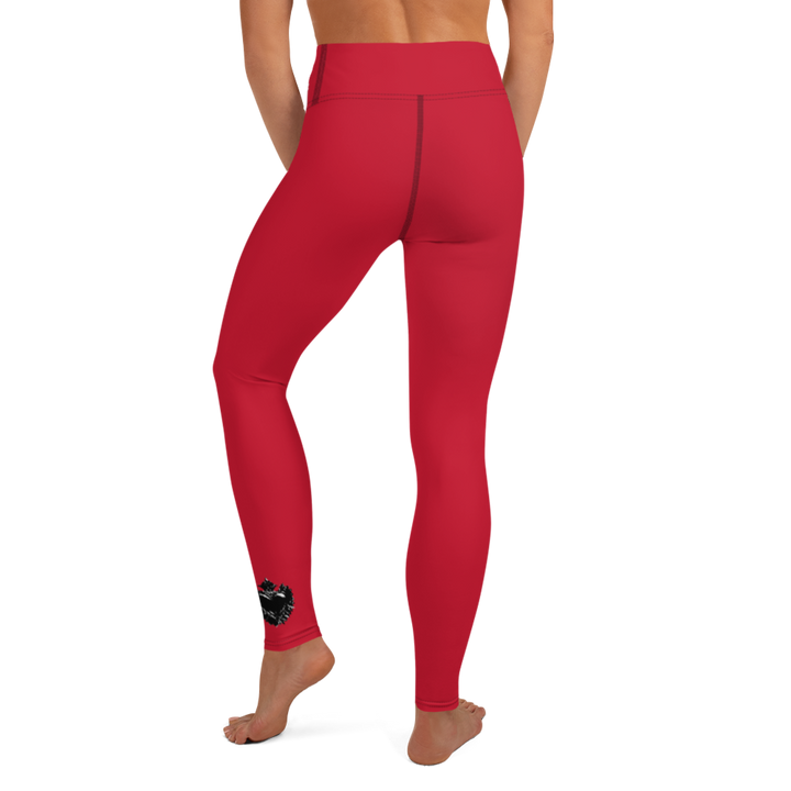 Leggings - Darker Hearts, Black Heart Single, red