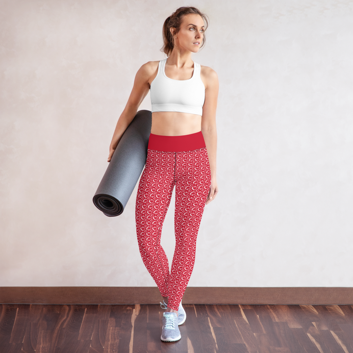 Leggings - White Heart, red