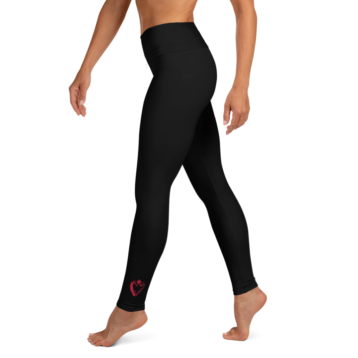 Yoga Leggings - Darker Hearts, Rotes Herz, schwarz