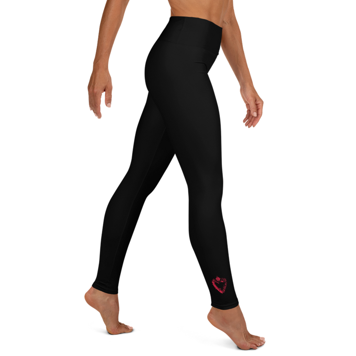 Yoga Leggings - Darker Hearts, Rotes Herz, schwarz