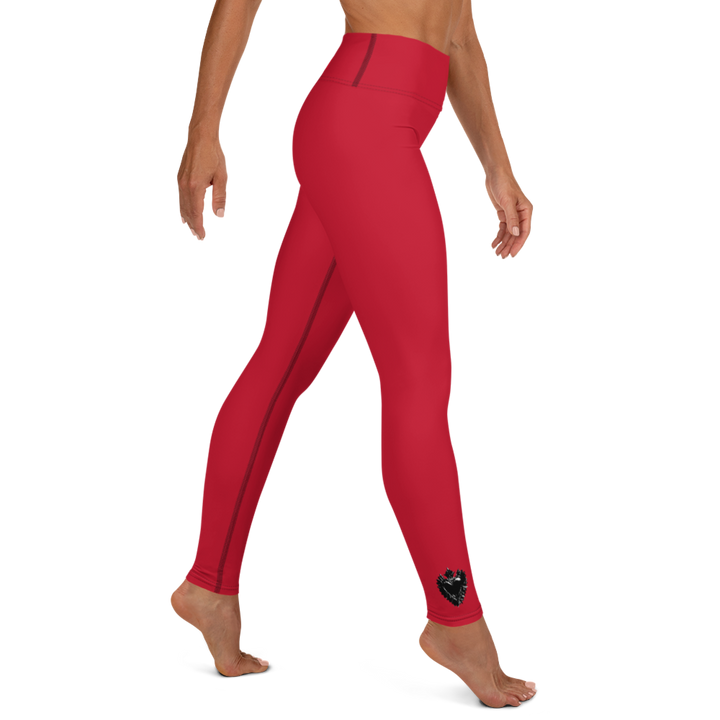 Leggings - Darker Hearts, Black Heart Single, red