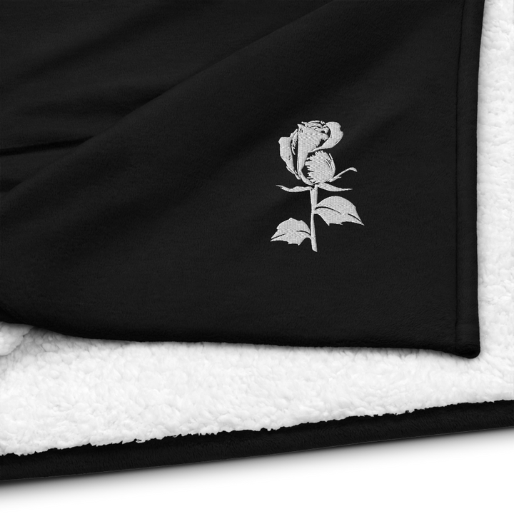 Premium Sherpa Blanket - Embroidered Rose