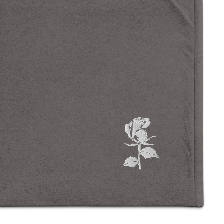 Premium Sherpa Blanket - Embroidered Rose