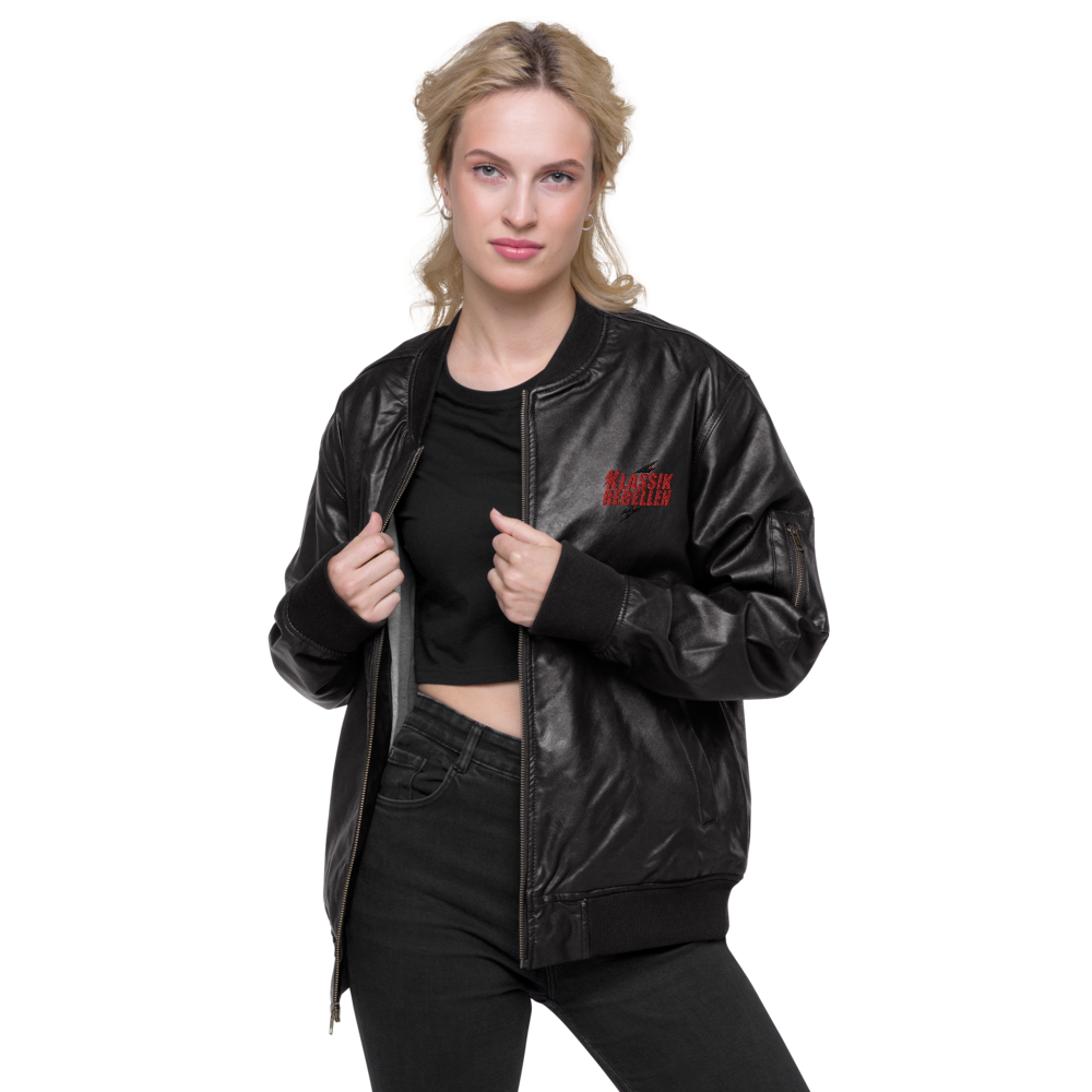 Faux Leather Bomber Jacket Women - Classic Rebels, Embroidered