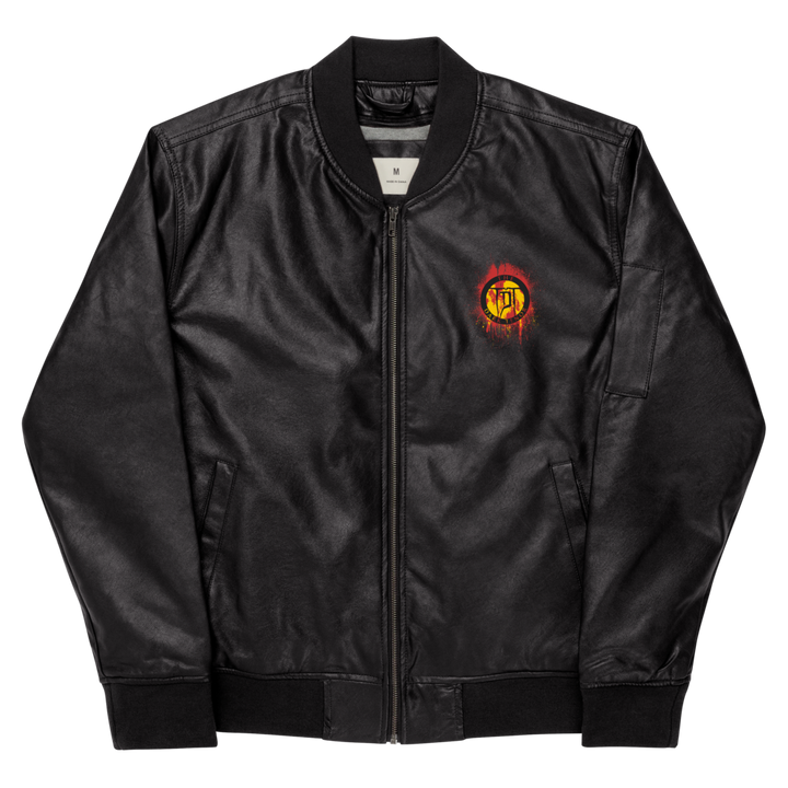 Men's Faux Leather Bomber Jacket - Volcanoes Crest