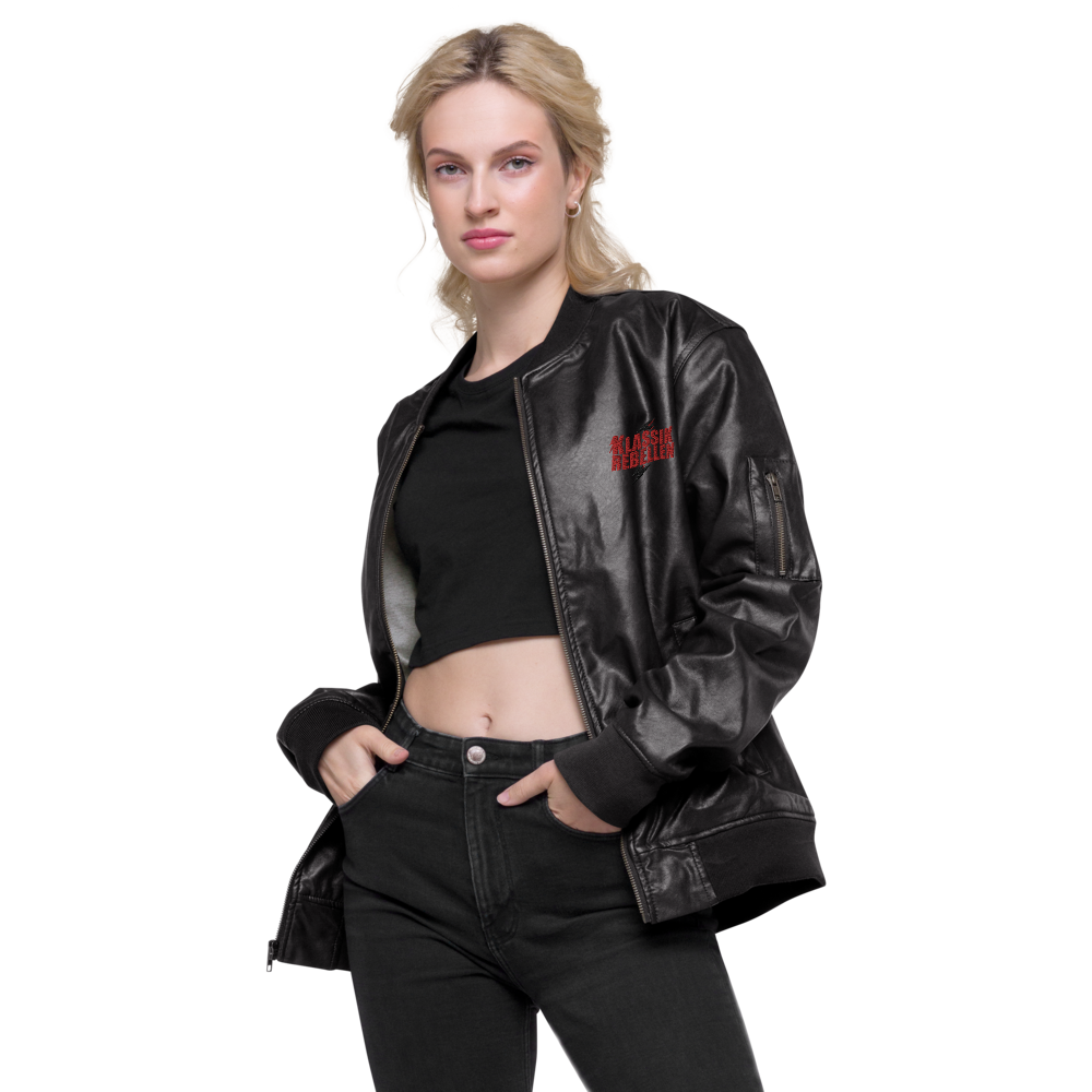 Faux Leather Bomber Jacket Women - Classic Rebels, Embroidered