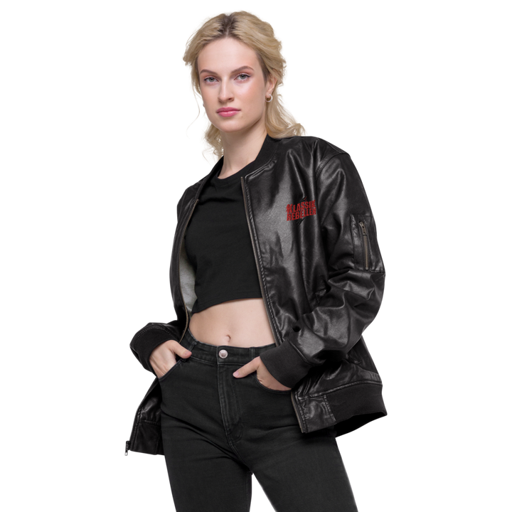 Faux Leather Bomber Jacket Women - Classic Rebels, Embroidered