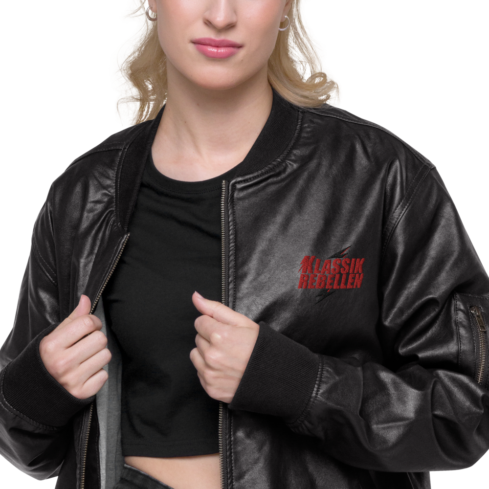 Faux Leather Bomber Jacket Women - Classic Rebels, Embroidered