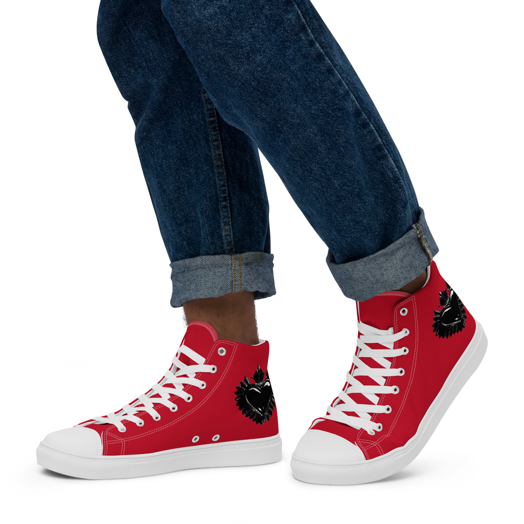 High-Top Shoes Men - Darker Hearts, Red