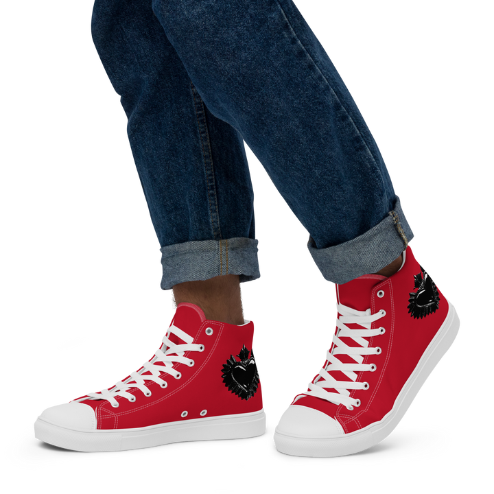 High-Top Shoes Men - Darker Hearts, Red