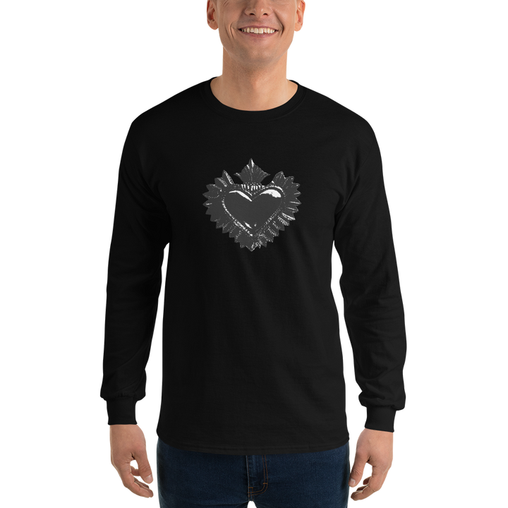 Long-sleeved shirt men - Darker Hearts, Black Heart, Black on Black