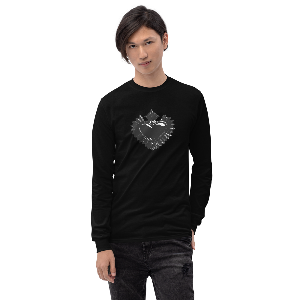 Long-sleeved shirt men - Darker Hearts, Black Heart, Black on Black