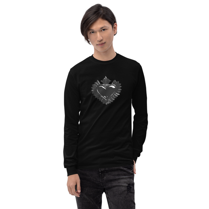 Long-sleeved shirt men - Darker Hearts, Black Heart, Black on Black