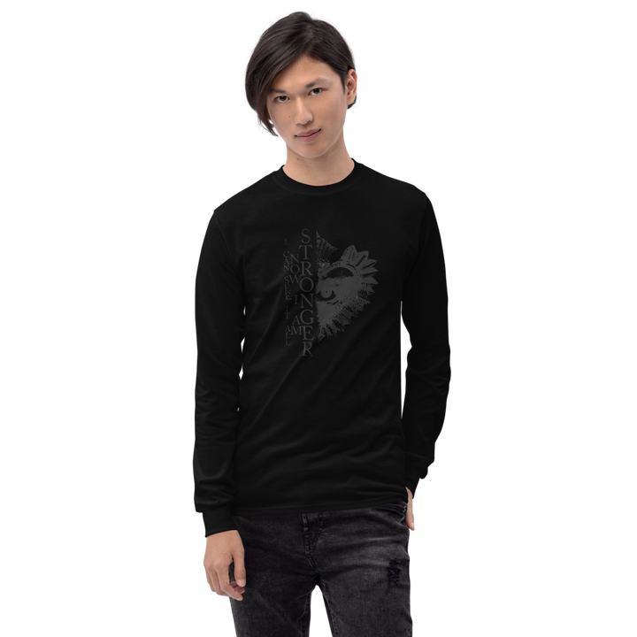 Long-sleeved shirt men - Now I Am Stronger, Darker Hearts, Black on Black