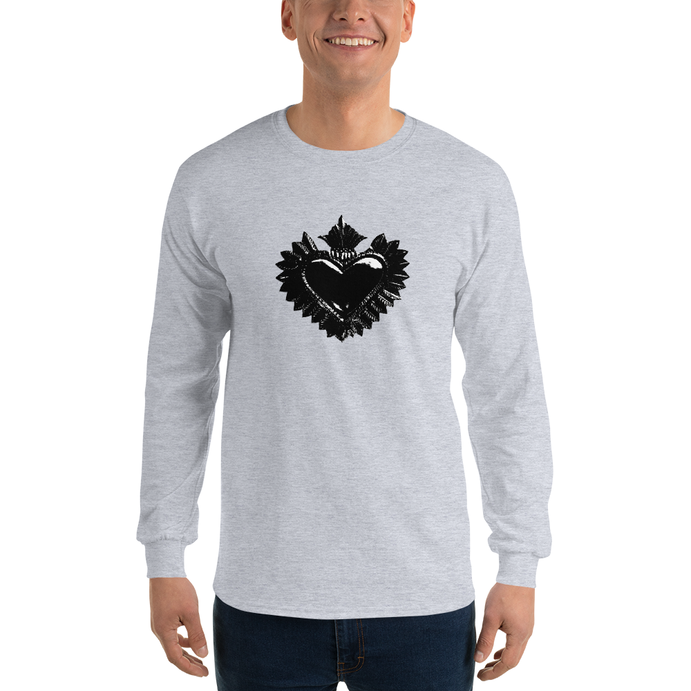 Long-sleeved shirt men - Darker Hearts, Black Heart