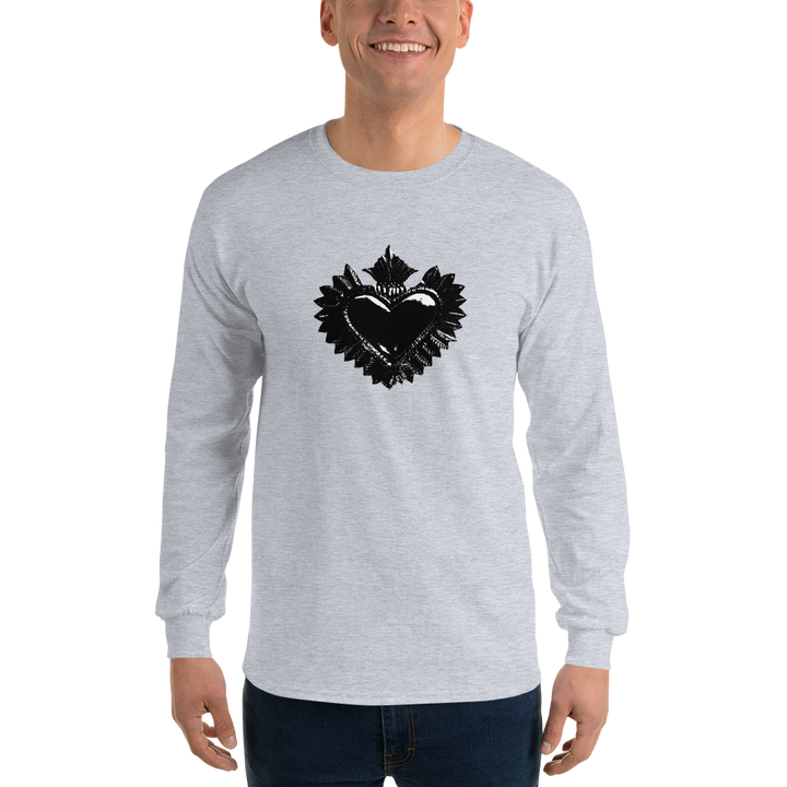 Long-sleeved shirt men - Darker Hearts, Black Heart